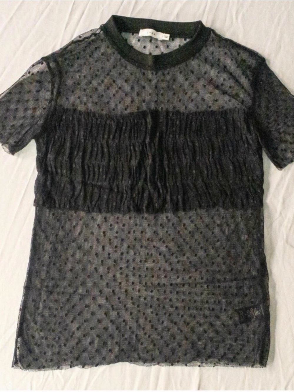 Lush Sheer Black Lace Whimsygoth Polka Dot Top Womens Small